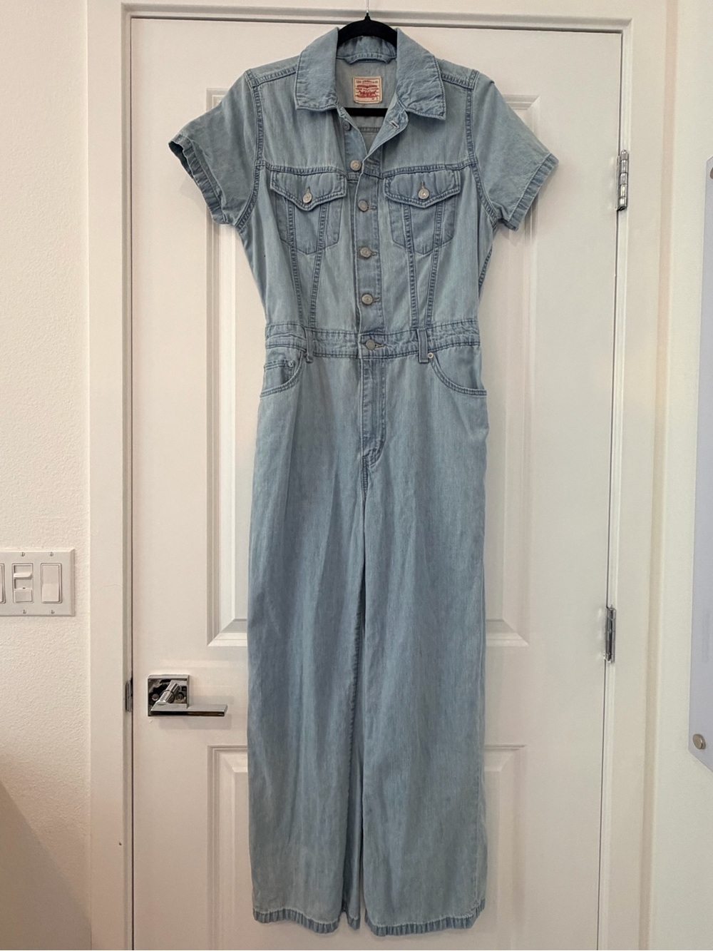 Levi’s Light Wash Denim Short-Sleeve Jumpsuit